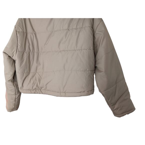 The Fifth Label Women’s Cropped Puffer Jacket Small Beige Taupe Zip Snap Closure - Picture 8 of 14